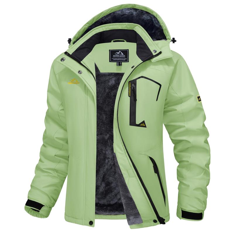 Women's Waterproof Ski Jacket Hooded Fleece Lined Warm Winter Jacket Snow Coat Mountain Windproof Rain Windbreaker FallFreshness Outdoorfun
