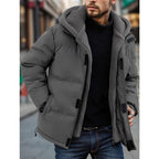 Men's Thickened Windproof Winter Jacket - Cold-Resistant Warm Fleece Lined Hooded Coat with Full Zip Front and Pockets, Mink Fur Collar, Casual Outdoor Jacket Suitable for Cold Weather Regular Fit, Men's Winter Coat Menswear Tops Long Sleeve Tights Beige