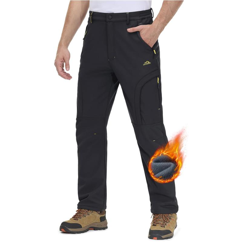 Men's Winter Pants 5 Zip Pockets Snow Ski Pants Fleece Lined Water Resistant Hiking Pants FallFreshness Outdoorfun