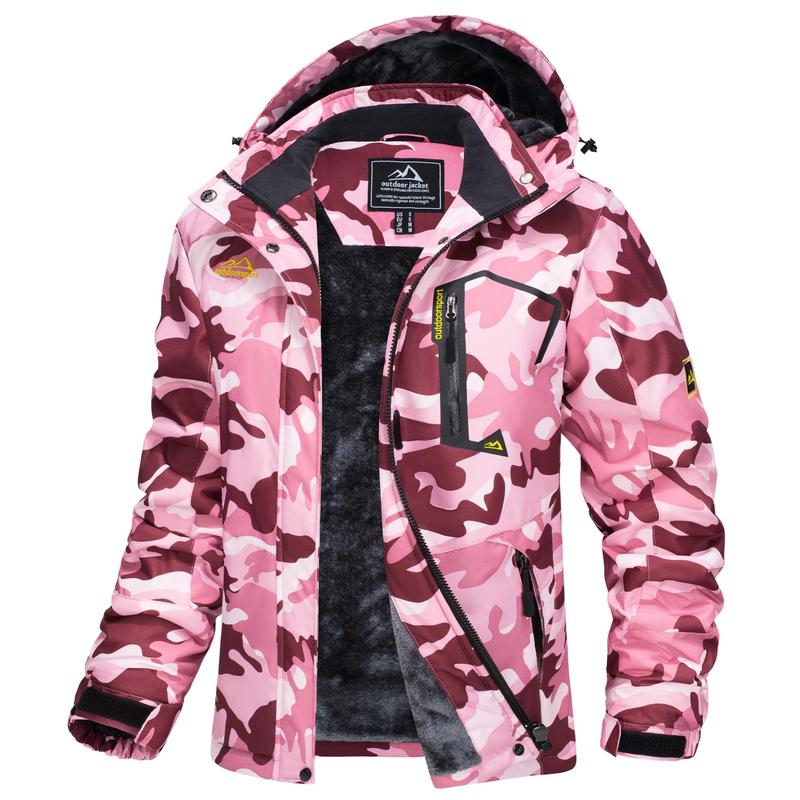 Women's Waterproof Ski Jacket Hooded Fleece Lined Warm Winter Jacket Snow Coat Mountain Windproof Rain Windbreaker FallFreshness Outdoorfun