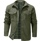 Men's Flannel Lined Shacket Jacket Plaid Brushed Lining Cowboy Western Twill Outdoor Shirt Jacket