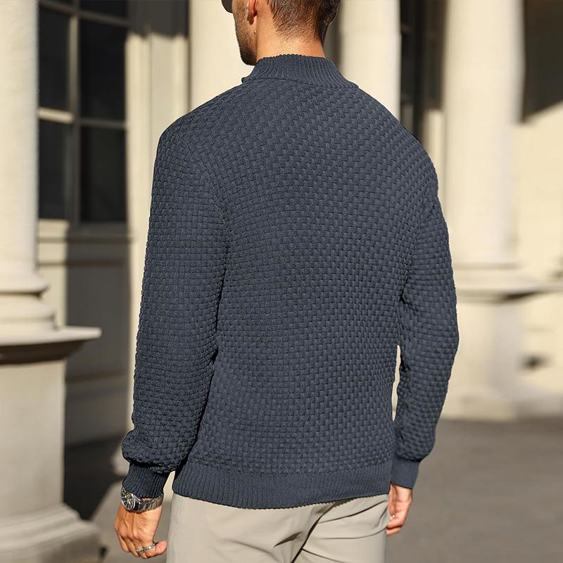 Men’s Cable Knit Quarter-Zip Sweater – Warm Turtleneck Pullover with Zip Collar – Perfect Layer for Cold Days, Casual Fridays & Timeless Everyday Style TikTokShopBlackFriday Christmas gift