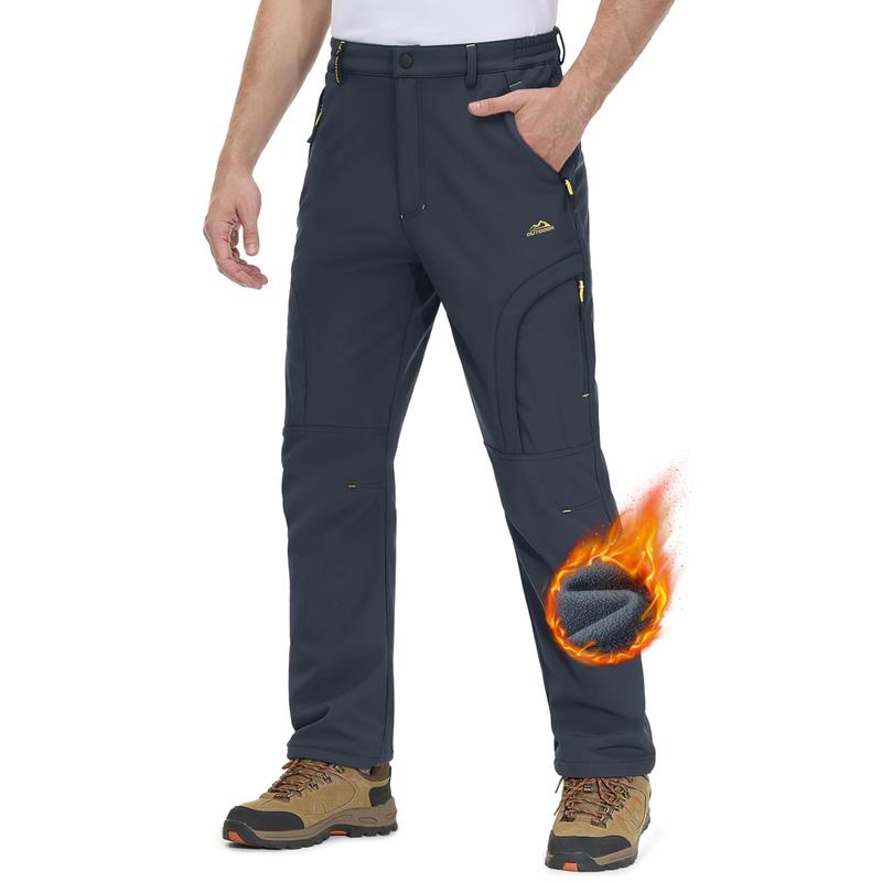 Men's Winter Pants 5 Zip Pockets Snow Ski Pants Fleece Lined Water Resistant Hiking Pants FallFreshness Outdoorfun