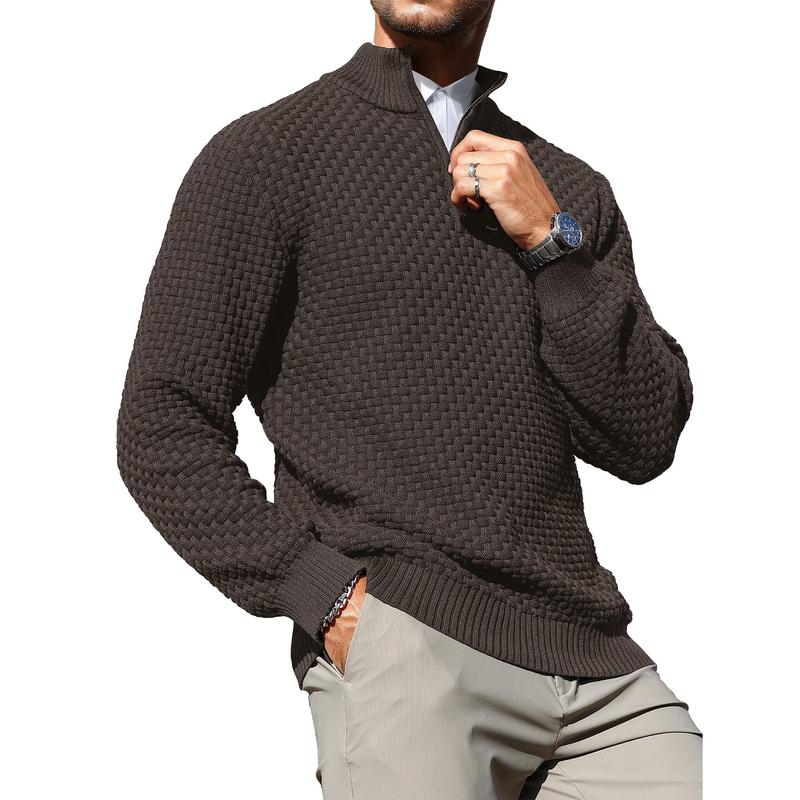 Men’s Cable Knit Quarter-Zip Sweater – Warm Turtleneck Pullover with Zip Collar – Perfect Layer for Cold Days, Casual Fridays & Timeless Everyday Style TikTokShopBlackFriday Christmas gift