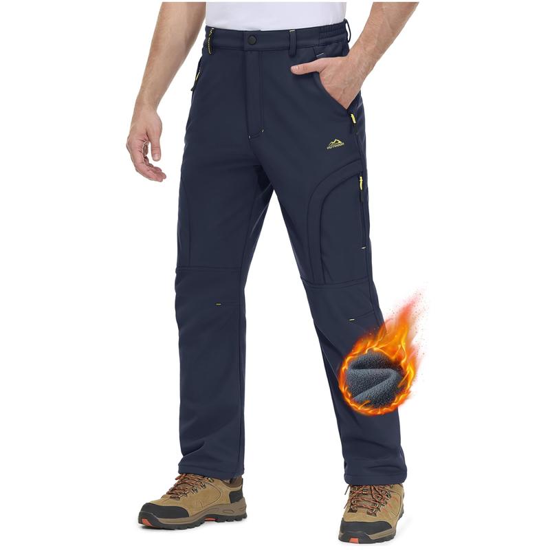 Men's Winter Pants 5 Zip Pockets Snow Ski Pants Fleece Lined Water Resistant Hiking Pants FallFreshness Outdoorfun