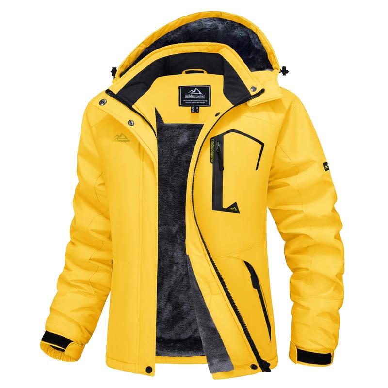 Women's Waterproof Ski Jacket Hooded Fleece Lined Warm Winter Jacket Snow Coat Mountain Windproof Rain Windbreaker FallFreshness Outdoorfun