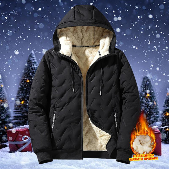 Men's Autumn and Winter Hooded Lamb Woolen Cotton Jacket - Warm and Puffed Full Zipper Jacket with Soft Polyester Lining, Zipper Pockets, Suitable for Cold Weather - Machine Washable, Regular Fit. Menswear Coats Menswear Coats Stylish Tops Beige Casual Hover Image