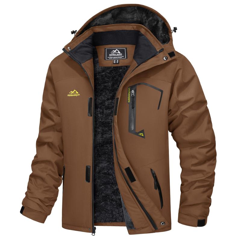 Men's Winter Coats Water Resistant Ski Snow Jacket Warm Fleece Jacket Parka Raincoats With Multi-Pockets FallFreshness Athletic Outerwear Outdoor Sportswear Outdoorfun