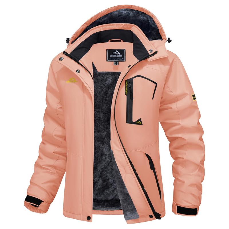 Women's Waterproof Ski Jacket Hooded Fleece Lined Warm Winter Jacket Snow Coat Mountain Windproof Rain Windbreaker FallFreshness Outdoorfun