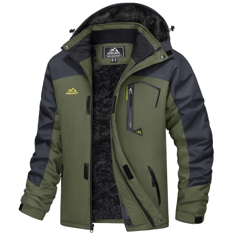 Men's Winter Coats Water Resistant Ski Snow Jacket Warm Fleece Jacket Parka Raincoats With Multi-Pockets FallFreshness Athletic Outerwear Outdoor Sportswear Outdoorfun