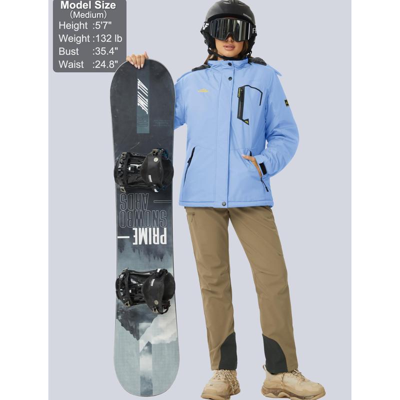 Women's Waterproof Ski Jacket Hooded Fleece Lined Warm Winter Jacket Snow Coat Mountain Windproof Rain Windbreaker FallFreshness Outdoorfun