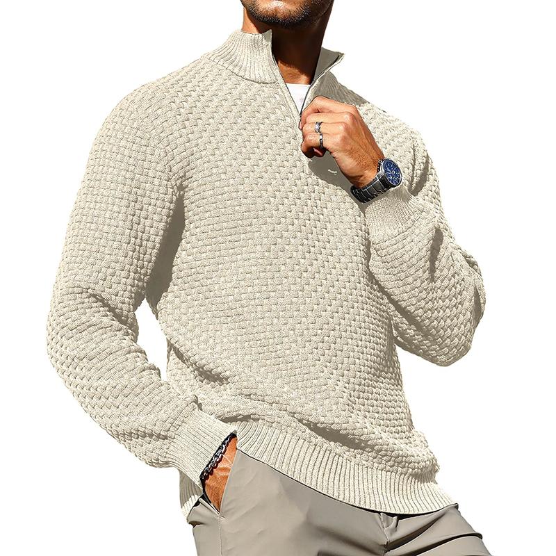 Men’s Cable Knit Quarter-Zip Sweater – Warm Turtleneck Pullover with Zip Collar – Perfect Layer for Cold Days, Casual Fridays & Timeless Everyday Style TikTokShopBlackFriday Christmas gift