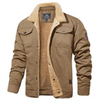 Men's Sherpa Lined Winter Trucker Jacket Warm Multi Pocket Casual Jacket Collared Menswear Tops Cotton Fleece Long Sleeve FallFreshness Khaki Beige Jacket Outdoorfun