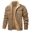 Men's Sherpa Lined Winter Trucker Jacket Warm Multi Pocket Casual Jacket Collared Menswear Tops Cotton Fleece Long Sleeve FallFreshness Khaki Beige Jacket Outdoorfun