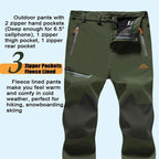 Men's Winter Pants Fleece Lined Ski Snow Pants Water Resistant 4 Zip Pockets Outdoor Work Pants FallFreshness Outdoorfun