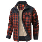Men's Corduroy Plaid Sherpa Lined Flannel Shirt Jacket Fleece Coat