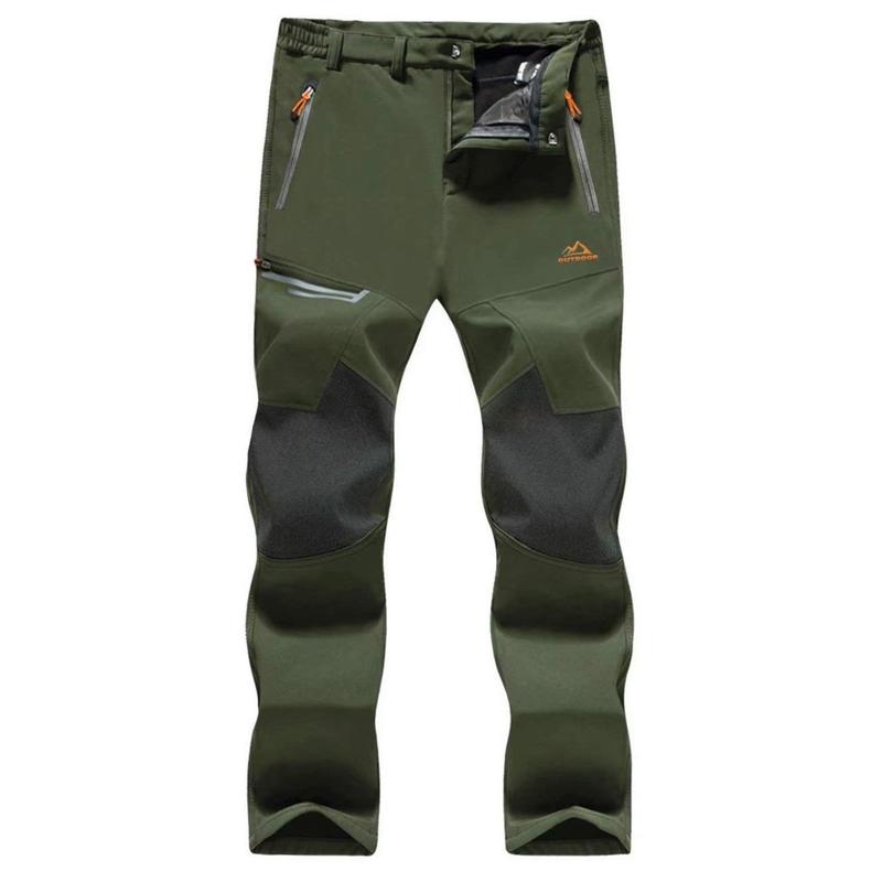 Men's Winter Pants Fleece Lined Ski Snow Pants Water Resistant 4 Zip Pockets Outdoor Work Pants FallFreshness Outdoorfun