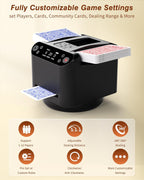 2-in-1 Automatic Card Shuffler and Dealer Machine with 4 Remotes for 1-2 Decks, USB-C Rechargeable, Supports 1-12 Players, Programmable, for Poker, UNO, Blackjack, Texas Holdem