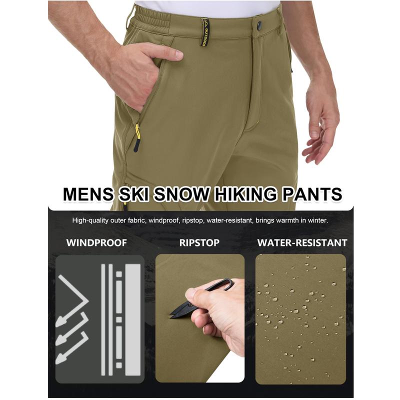 Men's Winter Pants 5 Zip Pockets Snow Ski Pants Fleece Lined Water Resistant Hiking Pants FallFreshness Outdoorfun