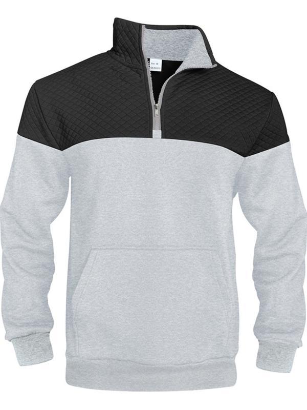 Men's Fall/Winter Patchwork Design Casual Stand-Up Collar Zipper Hoodie Stylish Commuter Sweatshirt New Arrival Men's Warm Pullover christmas gifts for him