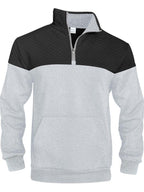 Men's Fall/Winter Patchwork Design Casual Stand-Up Collar Zipper Hoodie Stylish Commuter Sweatshirt New Arrival Men's Warm Pullover christmas gifts for him