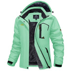 Women's Waterproof Ski Jacket Hooded Fleece Lined Warm Winter Jacket Snow Coat Mountain Windproof Rain Windbreaker FallFreshness Outdoorfun