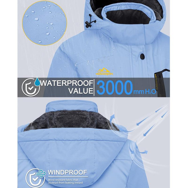 Women's Waterproof Ski Jacket Hooded Fleece Lined Warm Winter Jacket Snow Coat Mountain Windproof Rain Windbreaker FallFreshness Outdoorfun Main Image