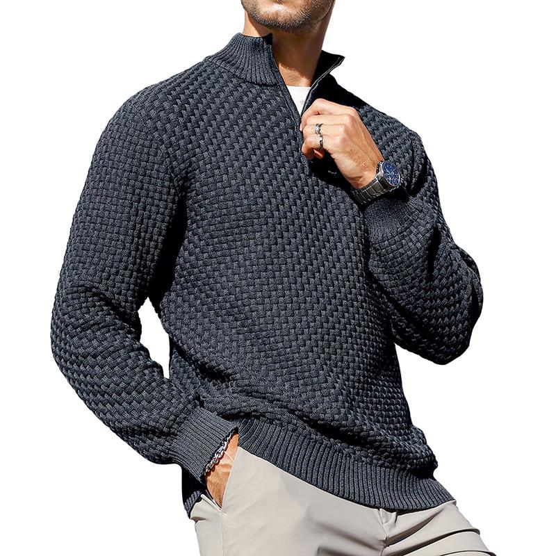 Men’s Cable Knit Quarter-Zip Sweater – Warm Turtleneck Pullover with Zip Collar – Perfect Layer for Cold Days, Casual Fridays & Timeless Everyday Style TikTokShopBlackFriday Christmas gift
