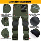 Men's Winter Pants Fleece Lined Ski Snow Pants Water Resistant 4 Zip Pockets Outdoor Work Pants FallFreshness Outdoorfun