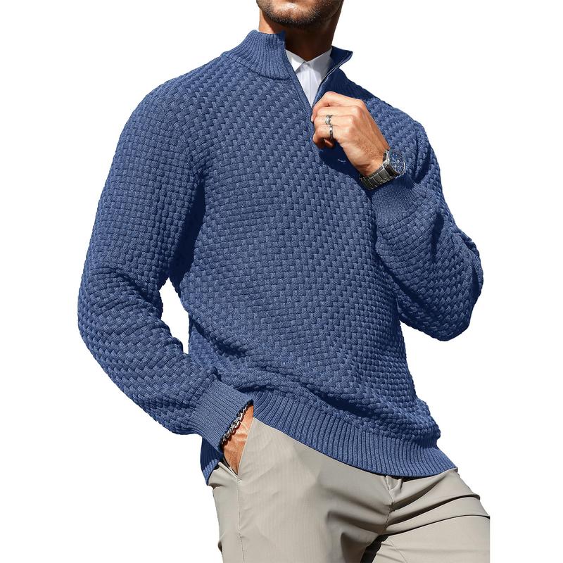 Men’s Cable Knit Quarter-Zip Sweater – Warm Turtleneck Pullover with Zip Collar – Perfect Layer for Cold Days, Casual Fridays & Timeless Everyday Style TikTokShopBlackFriday Christmas gift