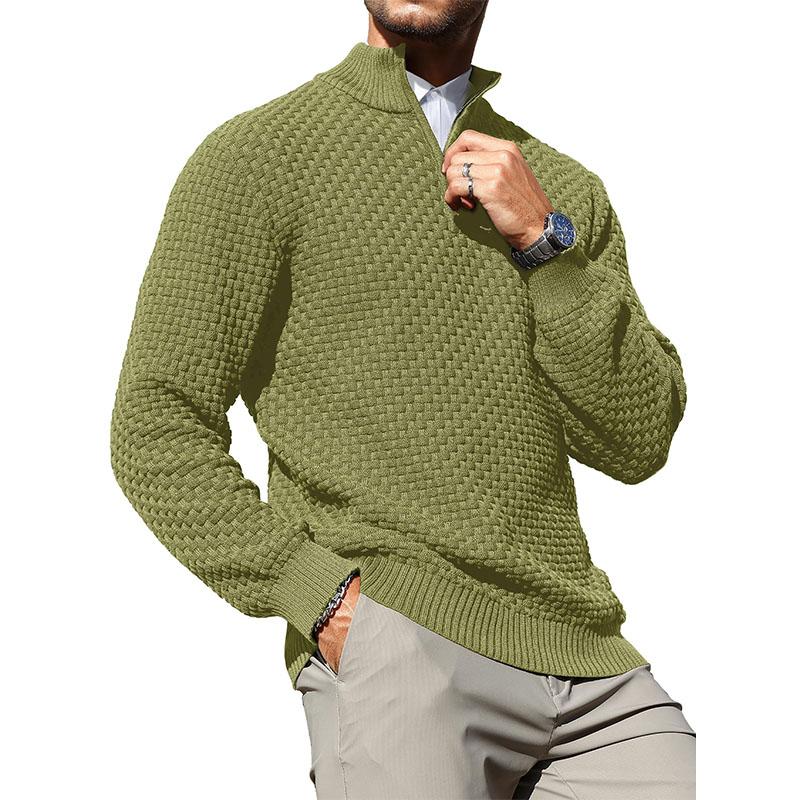 Men’s Cable Knit Quarter-Zip Sweater – Warm Turtleneck Pullover with Zip Collar – Perfect Layer for Cold Days, Casual Fridays & Timeless Everyday Style TikTokShopBlackFriday Christmas gift