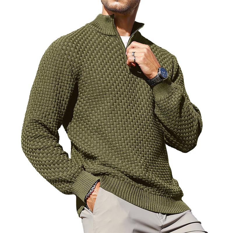 Men’s Cable Knit Quarter-Zip Sweater – Warm Turtleneck Pullover with Zip Collar – Perfect Layer for Cold Days, Casual Fridays & Timeless Everyday Style TikTokShopBlackFriday Christmas gift