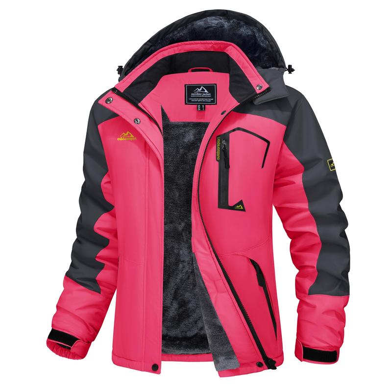 Women's Waterproof Ski Jacket Hooded Fleece Lined Warm Winter Jacket Snow Coat Mountain Windproof Rain Windbreaker FallFreshness Outdoorfun