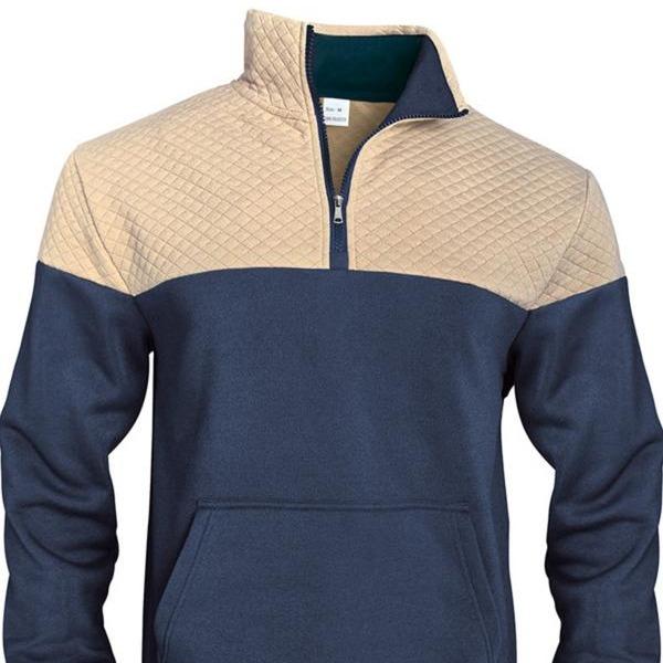 Men's Fall/Winter Patchwork Design Casual Stand-Up Collar Zipper Hoodie Stylish Commuter Sweatshirt New Arrival Men's Warm Pullover christmas gifts for him