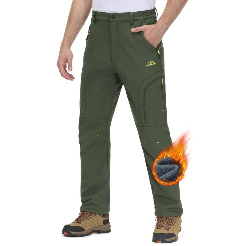 Men's Winter Pants 5 Zip Pockets Snow Ski Pants Fleece Lined Water Resistant Hiking Pants FallFreshness Outdoorfun