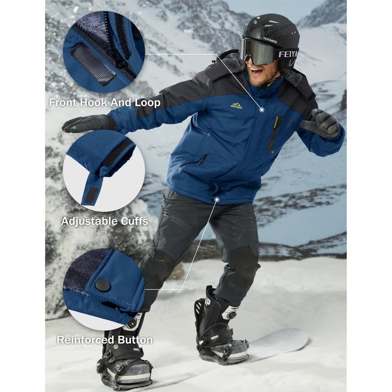Men's Winter Coats Water Resistant Ski Snow Jacket Warm Fleece Jacket Parka Raincoats With Multi-Pockets FallFreshness Athletic Outerwear Outdoor Sportswear Outdoorfun