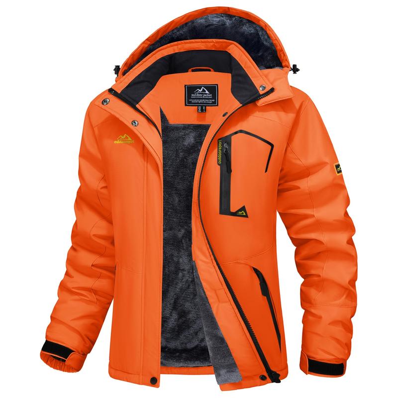 Women's Waterproof Ski Jacket Hooded Fleece Lined Warm Winter Jacket Snow Coat Mountain Windproof Rain Windbreaker FallFreshness Outdoorfun