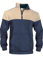 Men's Fall/Winter Patchwork Design Casual Stand-Up Collar Zipper Hoodie Stylish Commuter Sweatshirt New Arrival Men's Warm Pullover christmas gifts for him