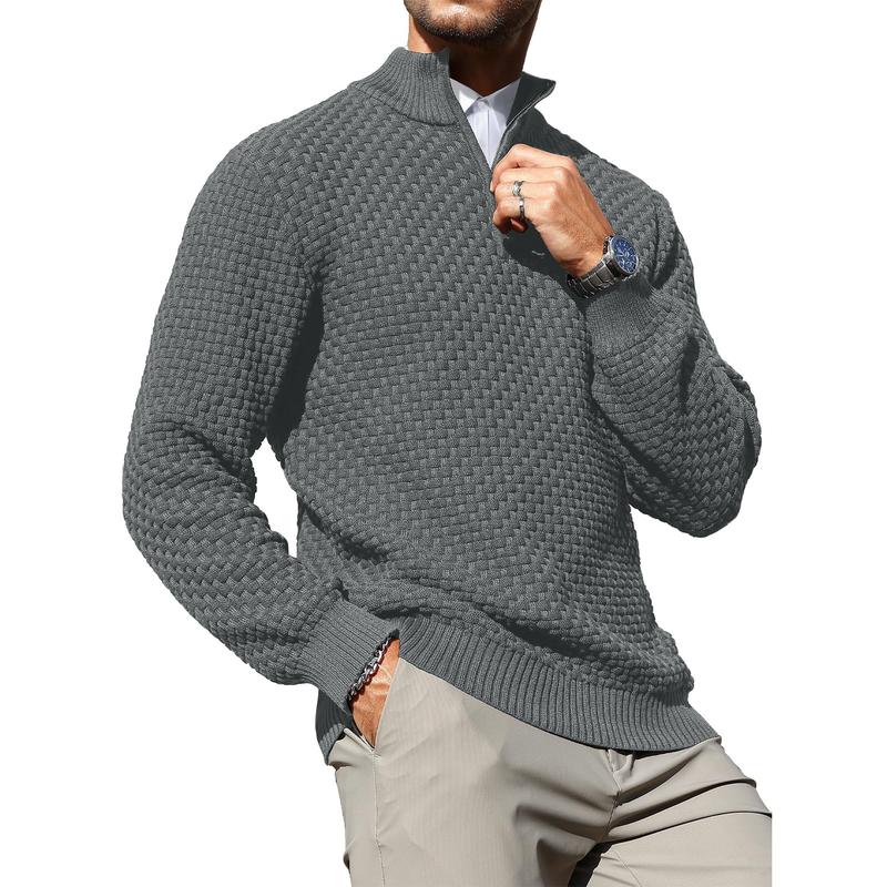 Men’s Cable Knit Quarter-Zip Sweater – Warm Turtleneck Pullover with Zip Collar – Perfect Layer for Cold Days, Casual Fridays & Timeless Everyday Style TikTokShopBlackFriday Christmas gift