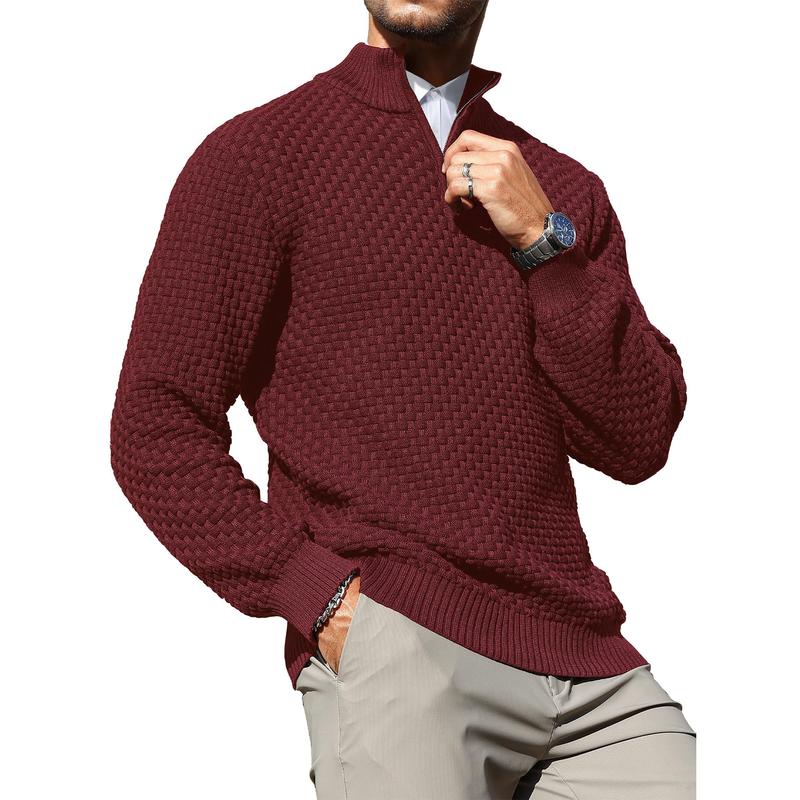 Men’s Cable Knit Quarter-Zip Sweater – Warm Turtleneck Pullover with Zip Collar – Perfect Layer for Cold Days, Casual Fridays & Timeless Everyday Style TikTokShopBlackFriday Christmas gift