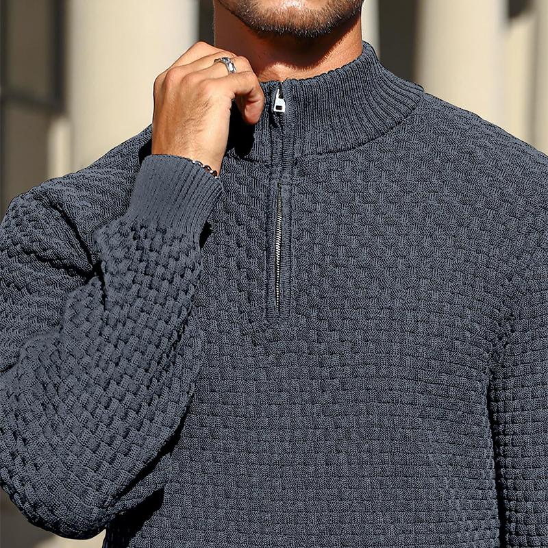Men’s Cable Knit Quarter-Zip Sweater – Warm Turtleneck Pullover with Zip Collar – Perfect Layer for Cold Days, Casual Fridays & Timeless Everyday Style TikTokShopBlackFriday Christmas gift