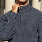 Men’s Cable Knit Quarter-Zip Sweater – Warm Turtleneck Pullover with Zip Collar – Perfect Layer for Cold Days, Casual Fridays & Timeless Everyday Style TikTokShopBlackFriday Christmas gift