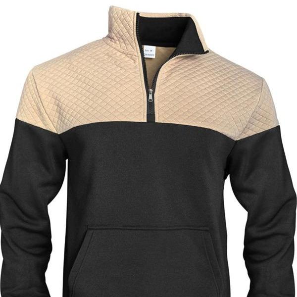 Men's Fall/Winter Patchwork Design Casual Stand-Up Collar Zipper Hoodie Stylish Commuter Sweatshirt New Arrival Men's Warm Pullover christmas gifts for him