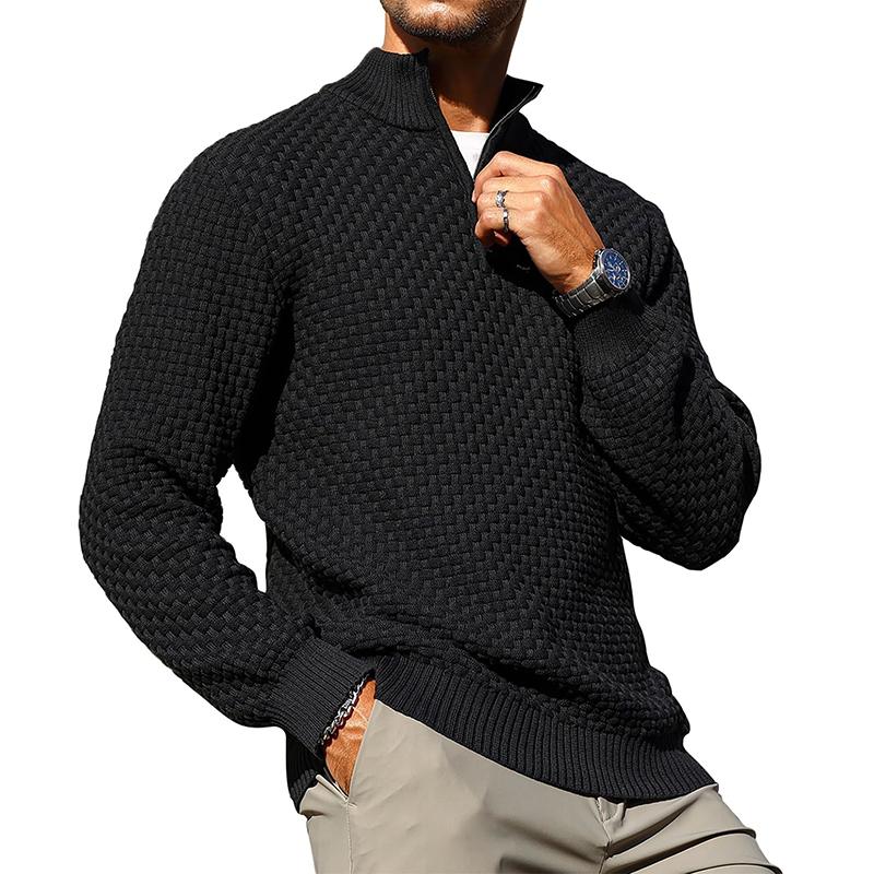 Men’s Cable Knit Quarter-Zip Sweater – Warm Turtleneck Pullover with Zip Collar – Perfect Layer for Cold Days, Casual Fridays & Timeless Everyday Style TikTokShopBlackFriday Christmas gift