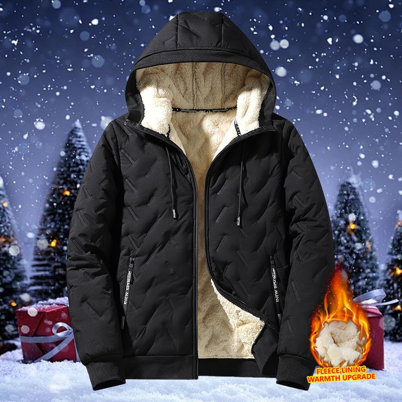 Men's Autumn and Winter Hooded Lamb Woolen Cotton Jacket - Warm and Puffed Full Zipper Jacket with Soft Polyester Lining, Zipper Pockets, Suitable for Cold Weather - Machine Washable, Regular Fit. Menswear Coats Menswear Coats Stylish Tops Beige Casual