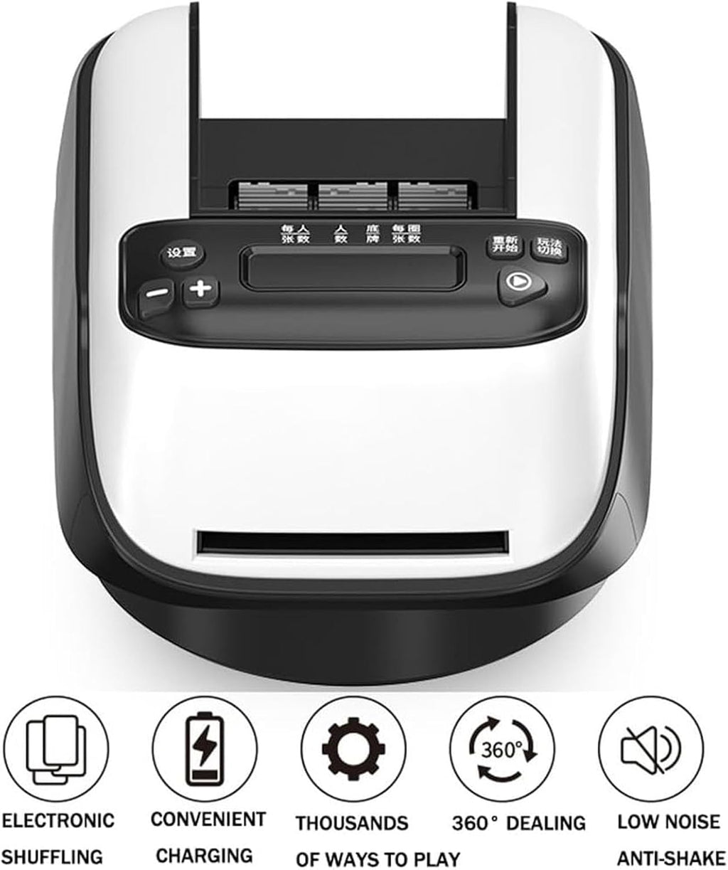 Automatic Card Dealer Machine - Rechargeable for 1/2/3 Decks, 1-12 Players, Adjustable Dealing Distance, Quiet, 360° & 180° Rotation, Compatible with Poker, UNO, Bridge, Blackjack & More