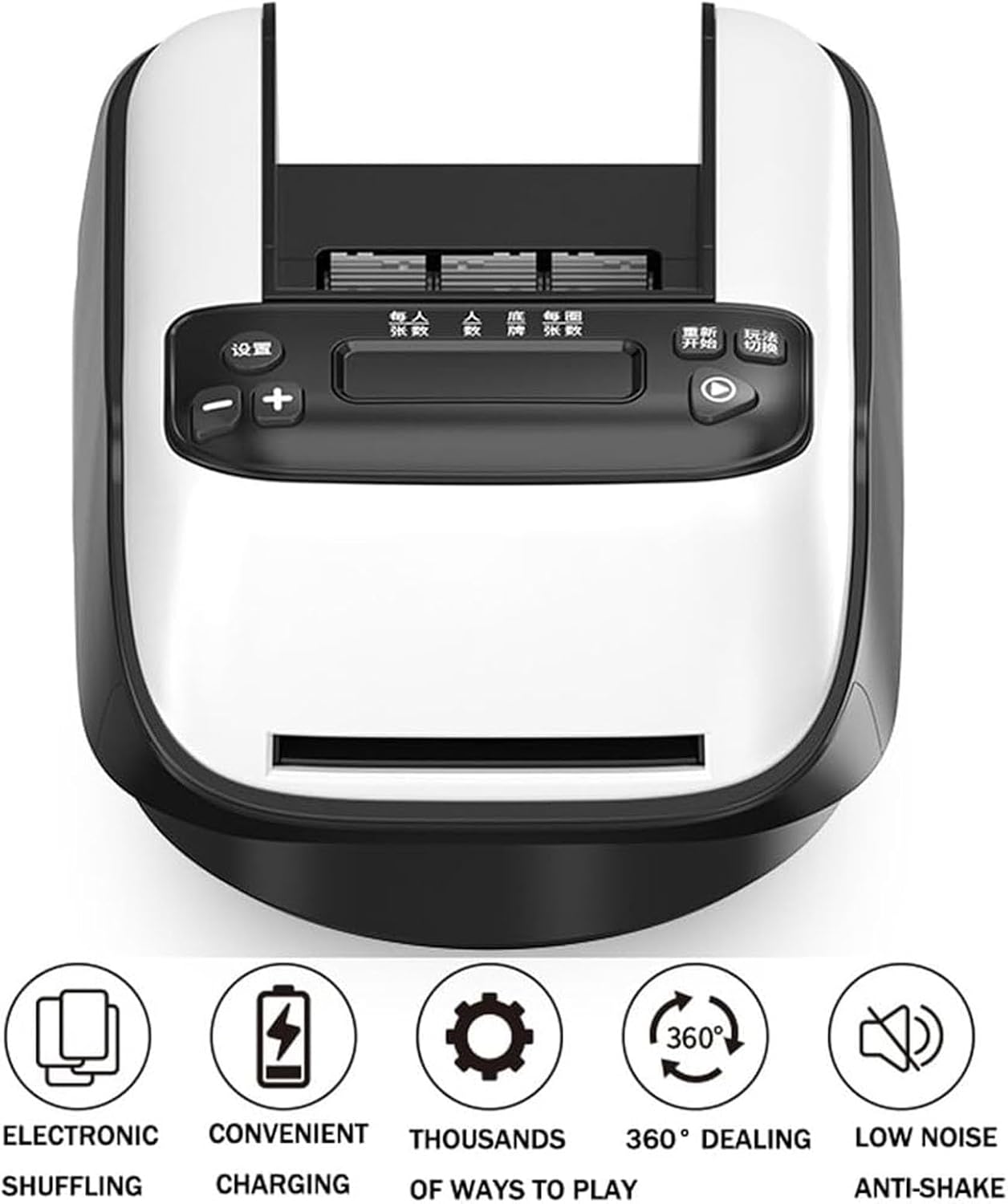 Automatic Card Dealer Machine - Rechargeable for 1/2/3 Decks, 1-12 Players, Adjustable Dealing Distance, Quiet, 360° & 180° Rotation, Compatible with Poker, UNO, Bridge, Blackjack & More